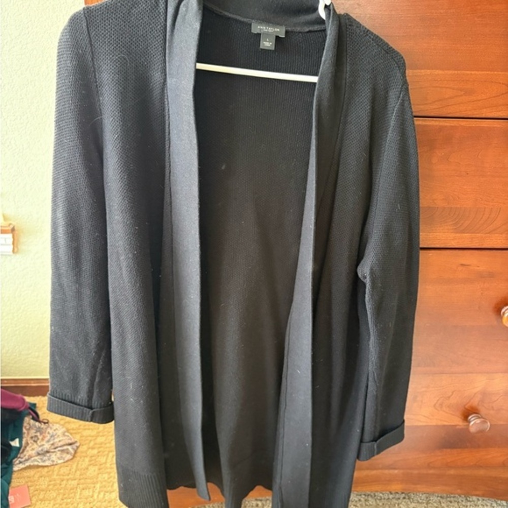Ann Taylor Black Open Front Cardigan